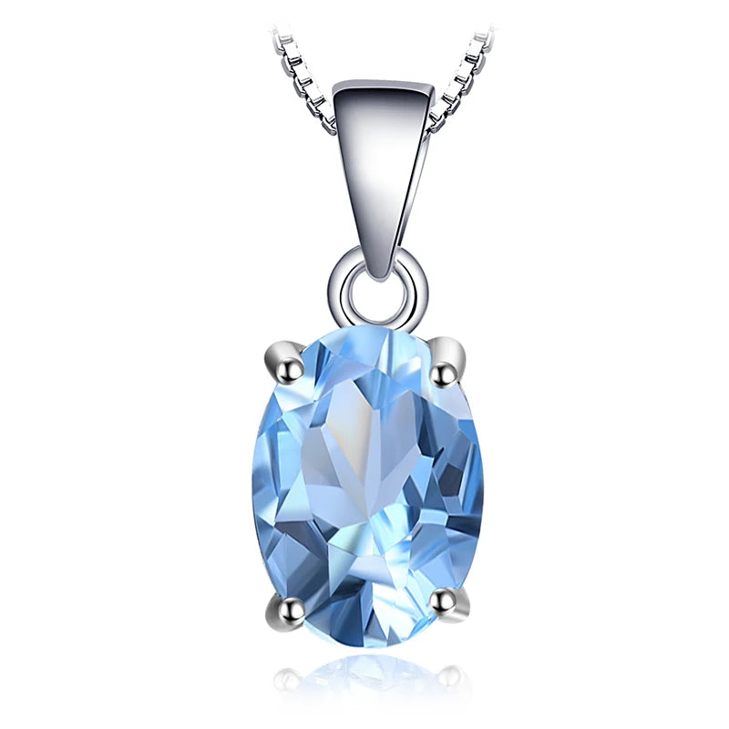 JewelryPalace Natural Garnet Amethyst Citrine Peridot Blue Topaz 925 Sterling Silver Pendant Necklace Gemstone Jewelry No Chain