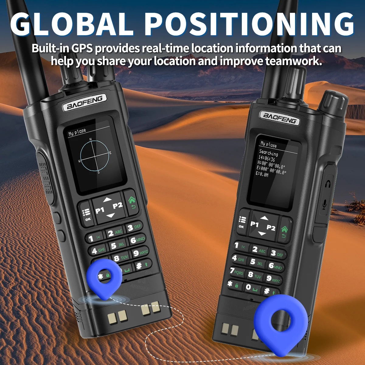 BAOFENG UV-32 GPS Walkie Talkie 10W Air Band Bluetooth Programming Wireless Copy Frequency Full Band FM Long Range Two Way Radio
