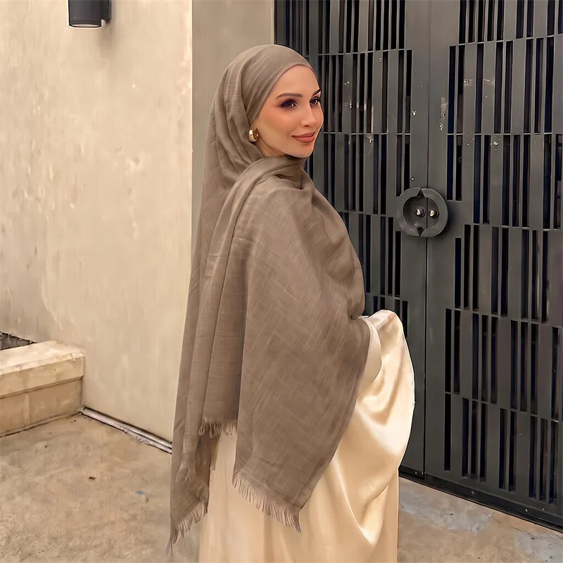 New Long Scarf Women Cotton Scarf Beach Hijab Shawls and Wraps 2026 Luxury Brand Solid Color  Echarpe Designer