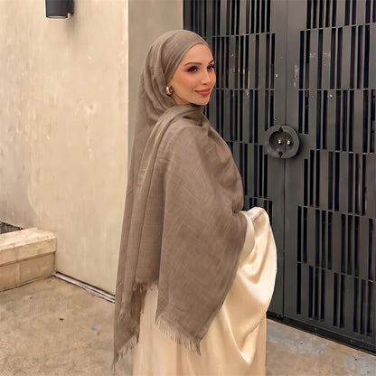 New Long Scarf Women Cotton Scarf Beach Hijab Shawls and Wraps 2026 Luxury Brand Solid Color  Echarpe Designer