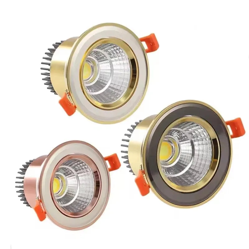 Gold Electroplating Ultra-High Quality Recessed LED Downlights Dimmable 7W9W12W15W COB Ceiling Spotlights AC90~260V For Home Use