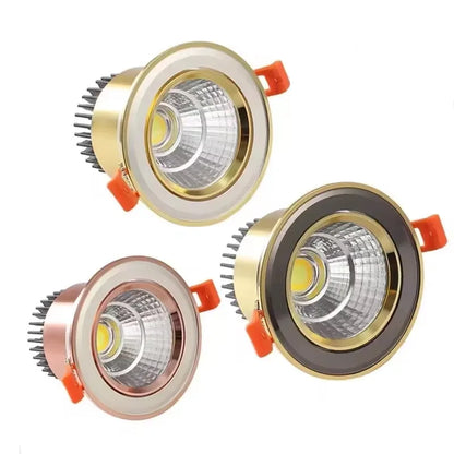 Gold Electroplating Ultra-High Quality Recessed LED Downlights Dimmable 7W9W12W15W COB Ceiling Spotlights AC90~260V For Home Use