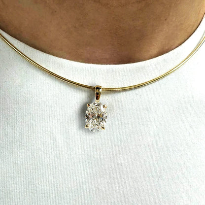 BXINY 3-5carat Oval Cut Moissanite Collar Choker Necklace 100% S925 Silver Solitaire Diamond Pendant NeckChain Gift Fine Jewelry