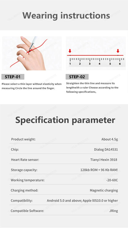 2026 Smart Ring Health and Sleep Tracker Heart Rate Blood Oxygen Monitor Brush Video 5ATM Waterproof Multi Sports Men Women Ring