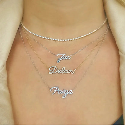 New Customized 26 Letters DIY Names Moissanite Pendant Necklace 925 Silver Jewelry Moissanite Necklace Bracelet For Women Gift