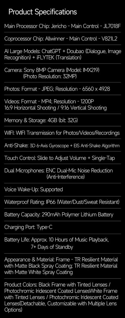 LIGE New Smart Glasses 800W Pixels Camera  1080P Video Waterproof Outdoor Cycling UV protection Bluetooth Call Smart Sunglasses