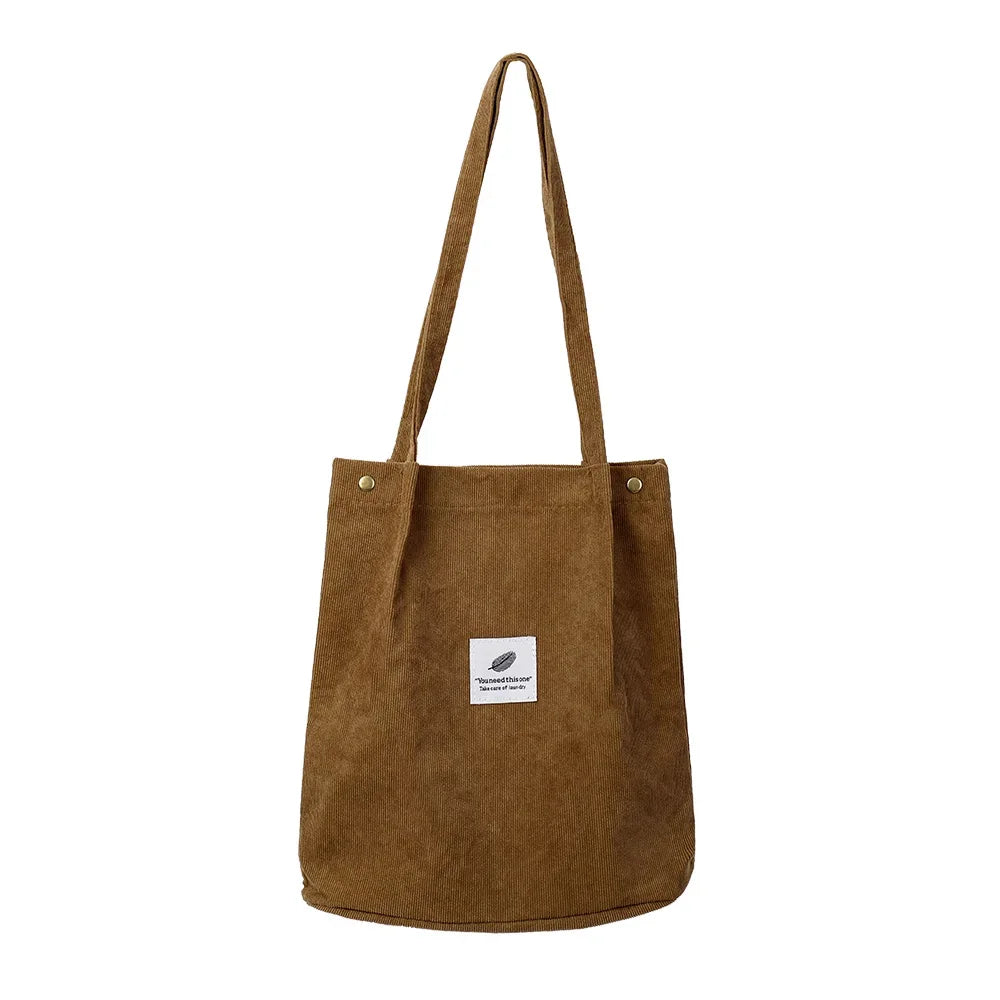 Corduroy Bag Handbags for Women Shoulder Bags Female Soft Environmental Storage Reusable Girls Small and Large Shopper Totes Bag