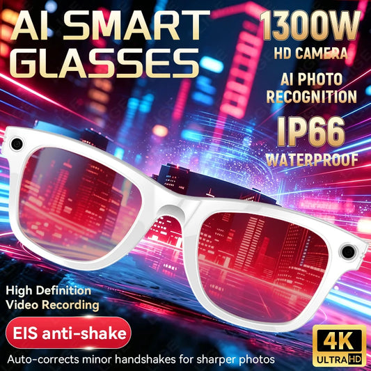 LIGE 2026 4K 13MP Smart Glasses Men HD Camera AI Translation Chat WIFI Video Recording Bluetooth Call Audio Sunglasses Men Women