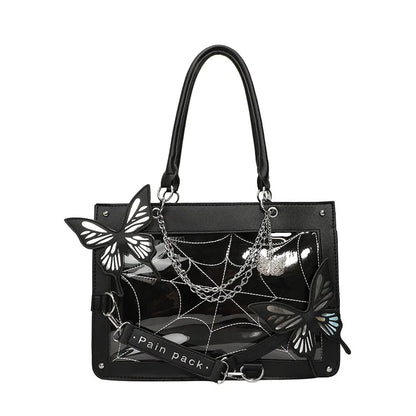 Sweet Y2k Lolita Butterfly Chain Shoulder Bags Trendy Gothic Harajuku Ita Bag Japanese Chic Women Transparent Handbags Crossbody
