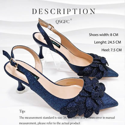 African Fashion Green Ladies Matching Shoes and Bags Nigerian Best Sell Women's Pointed Toe High Heels Commuter Wearable
