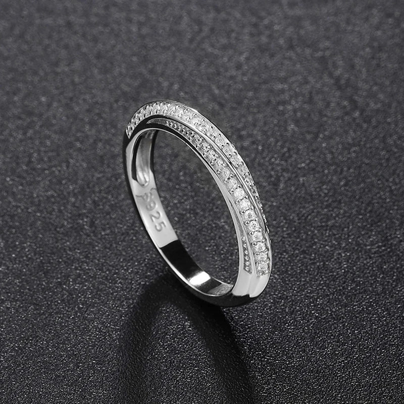 Moissanite Ring 100% Pass Diamond Tester Pen Matching Wedding Diamond Band for Women 925 Sterling Silver Female Single Tail Ring