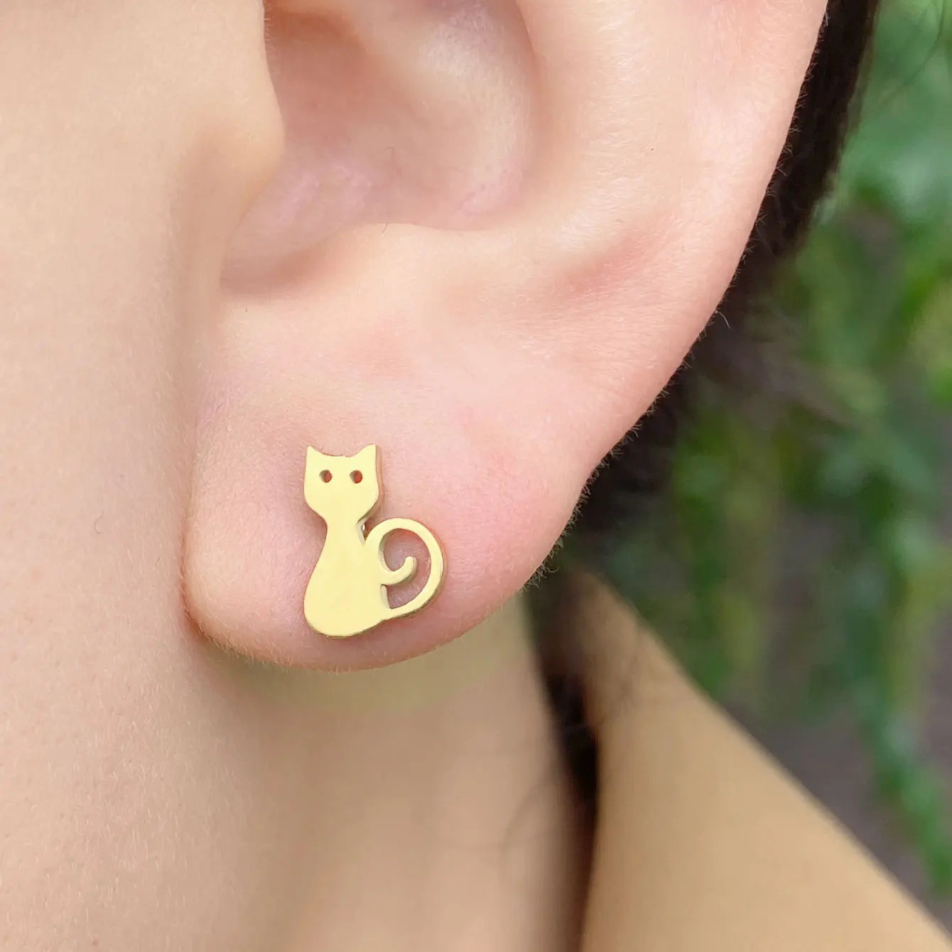 Minimalist Stainless Steel Earings Mini Heart Star Geometric Stud Earrings For Women Cute Cat Dog Flower Leaf Earrings Jewelry