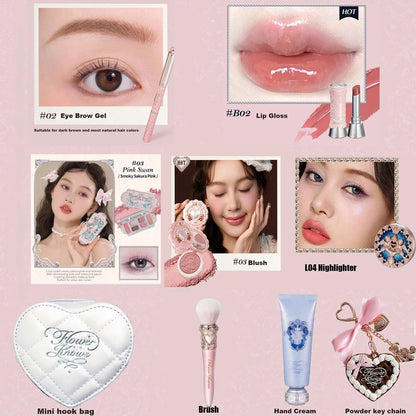 Makeup Set Flower Knows Shell Pearl Bunny Garden Setting Powder Lip Gloss Blush All In One Baking Powder Glitter Highlighter Kit