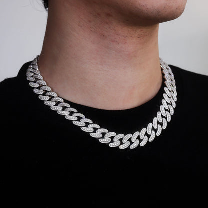 Moissanite Necklace For Men Iced Out Cuban Link Chain Hip Hop Jewelry For Party Nightclub Daily Wear Gift