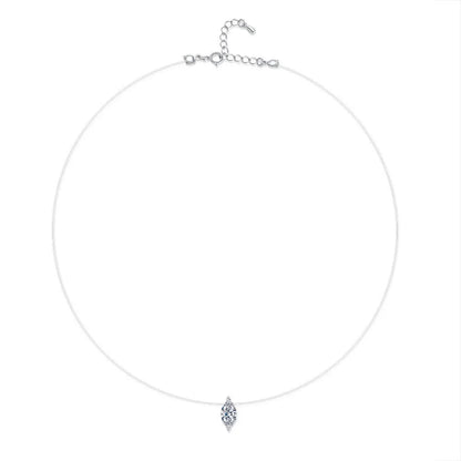 EWYA GRA Certified 1CT Marquise Cut Moissanite Pendant Necklace for Woman 925 Silver Fishing Line Water Drop Diamond Necklaces