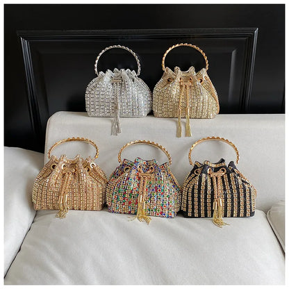 luxury Designer purses and handbags bags for women bucket clutch purse evening banquet bag Crystal rhinestone shoulder bag