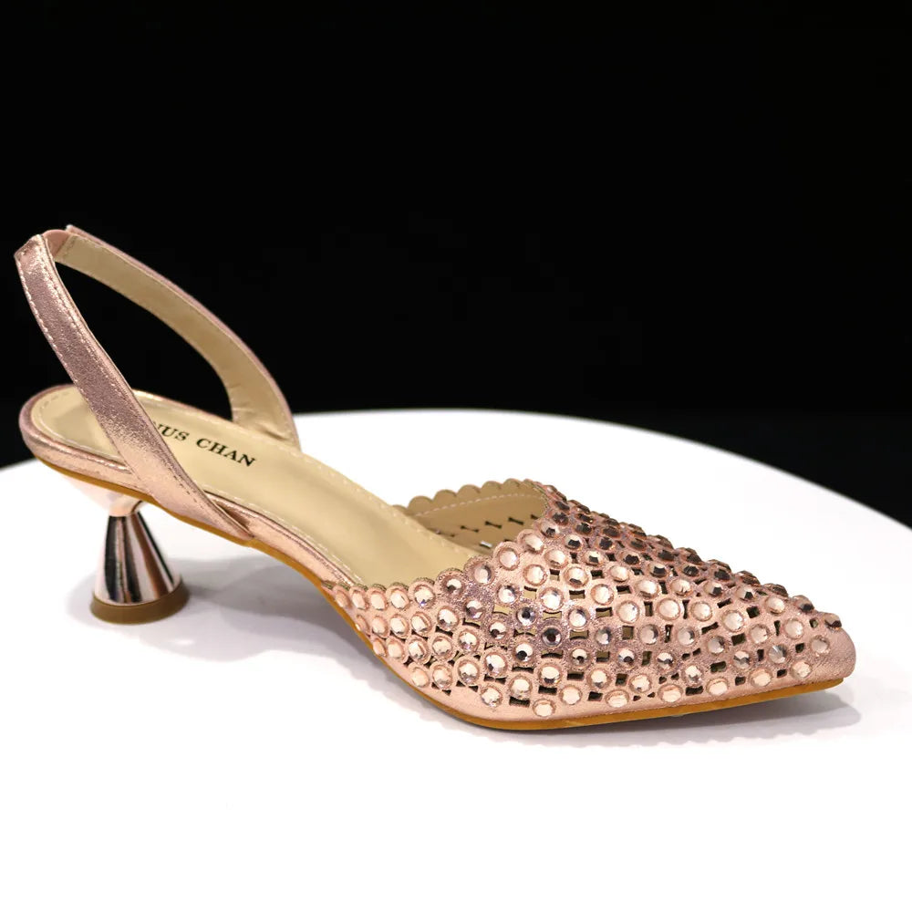 Fashion Summer 2023 Beads Decorated Muffin Bottom Sandals Wear Comfortable And Versatile Elegant Ladies Shoes And Bag Set