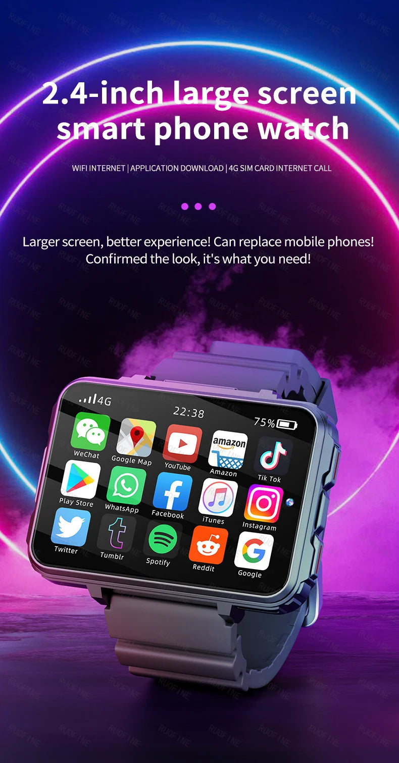 VP999 Android Smart Watch For Man 4G LTE Sim Card Phone Big Screen GPS Sports Electronics Smart Men's Wrist Global Version 2025