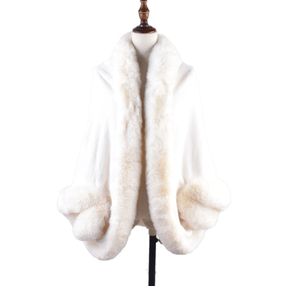 Winter New Fashion Warm Sleeve Plush Cape Cape Large Loose Bat Sleeve Plush Coat Cardigan Women