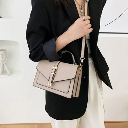 Women PU Leather Messenger Shoulder Bag Ladies Solid Color Simple Crossbody Bag Fashion Handbag Leisure Portable Sling Bag