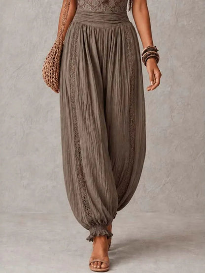 Solid Women Lace Jumpsuits For Spring Summer Sleeveless Slash Neck Loose Fashion Streetwear Overalls Pants Trousers 2026