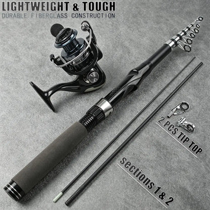 86-Piece Telescopic Fishing Rod & Reel Combo Kit, Portable Bass Fishing Tackle Set With Lures, Line, Hooks & Carry Bag For Freshwater Fishing