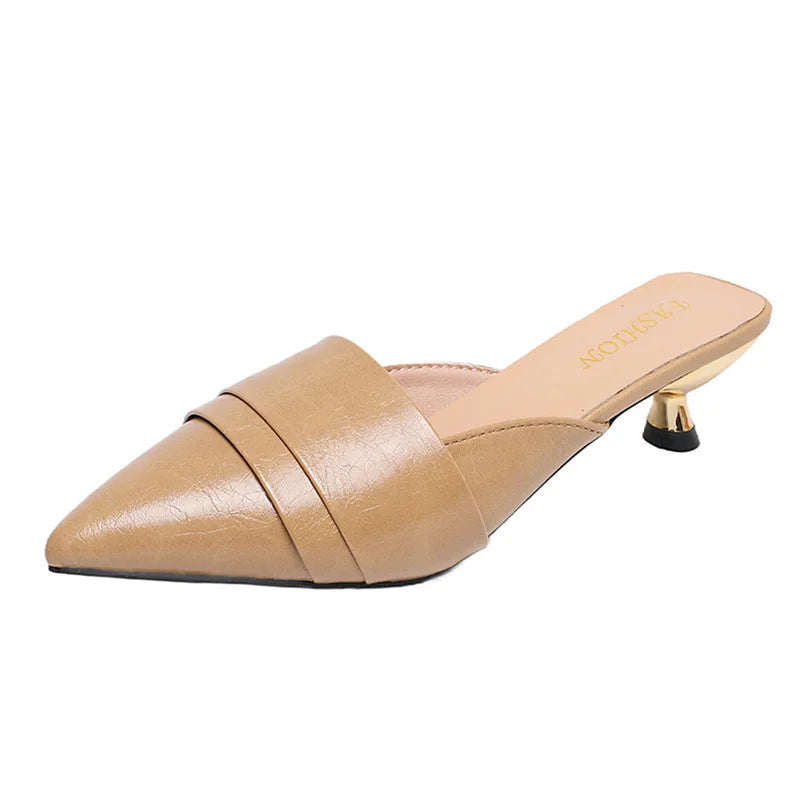 High Heels Pointed Toe Women's Slippers Summer Sandals Woman Shoes 2026 Luxury Brand Mules Shoes Walking Slides Mujer Zapatos