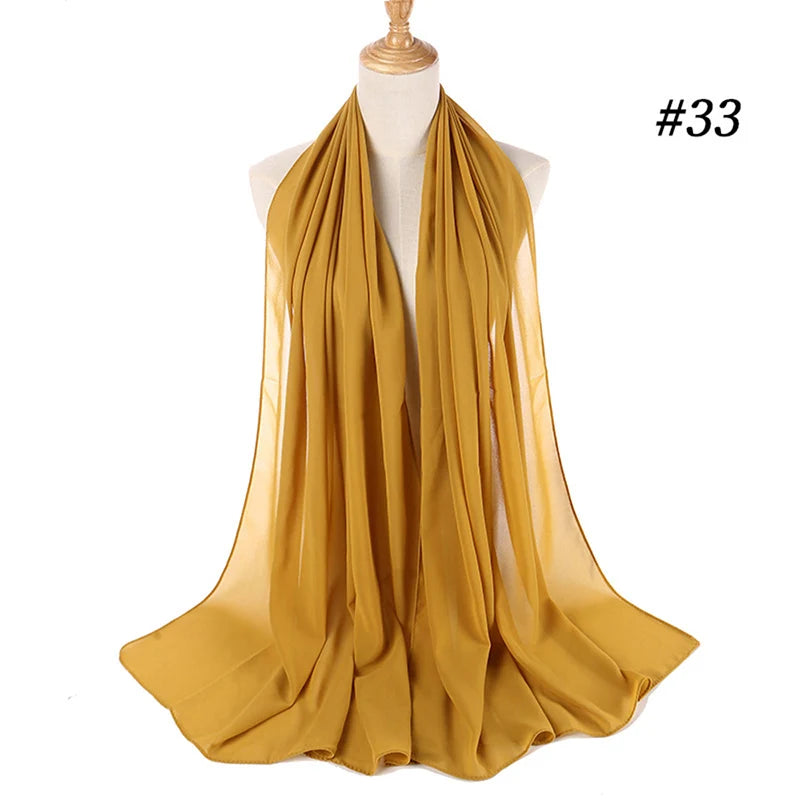 Muslim Chiffon Hijab Women Bubble Chiffon Scarf For Women Ladies Veil Muslim Islam Solid Color Malaysia Musulman Wrap Scarves
