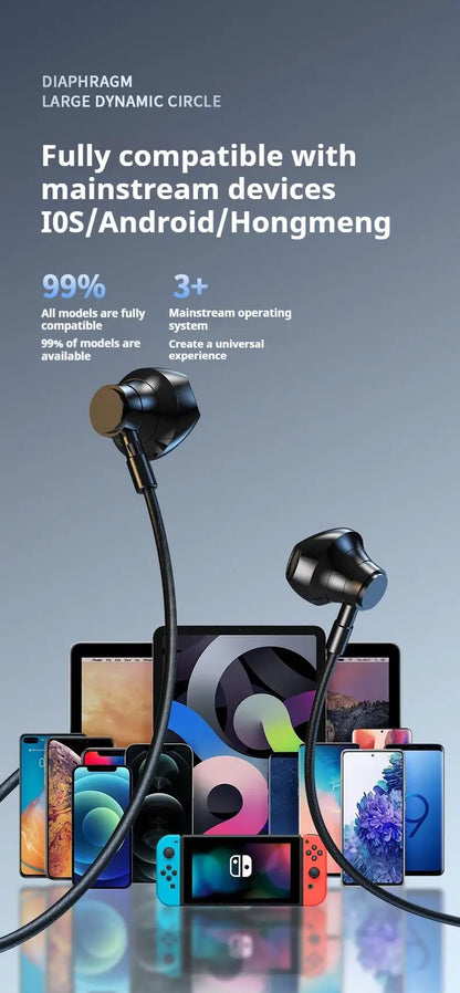 HD Screen Wireless Bluetooth 5.4 Headphones HiFi Sound Neckband Earphones For Live Karaoke Sports Gamer Headsets Noise Reduction