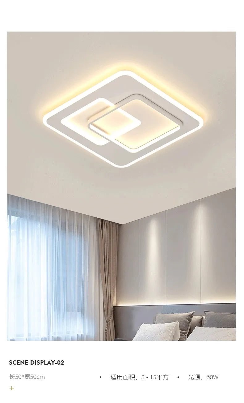 Modern LED Ceiling Lamp Square Ultrathin Living Room Lights with Remote Control Bedroom Study Dining Home Decor Lighting Fixture