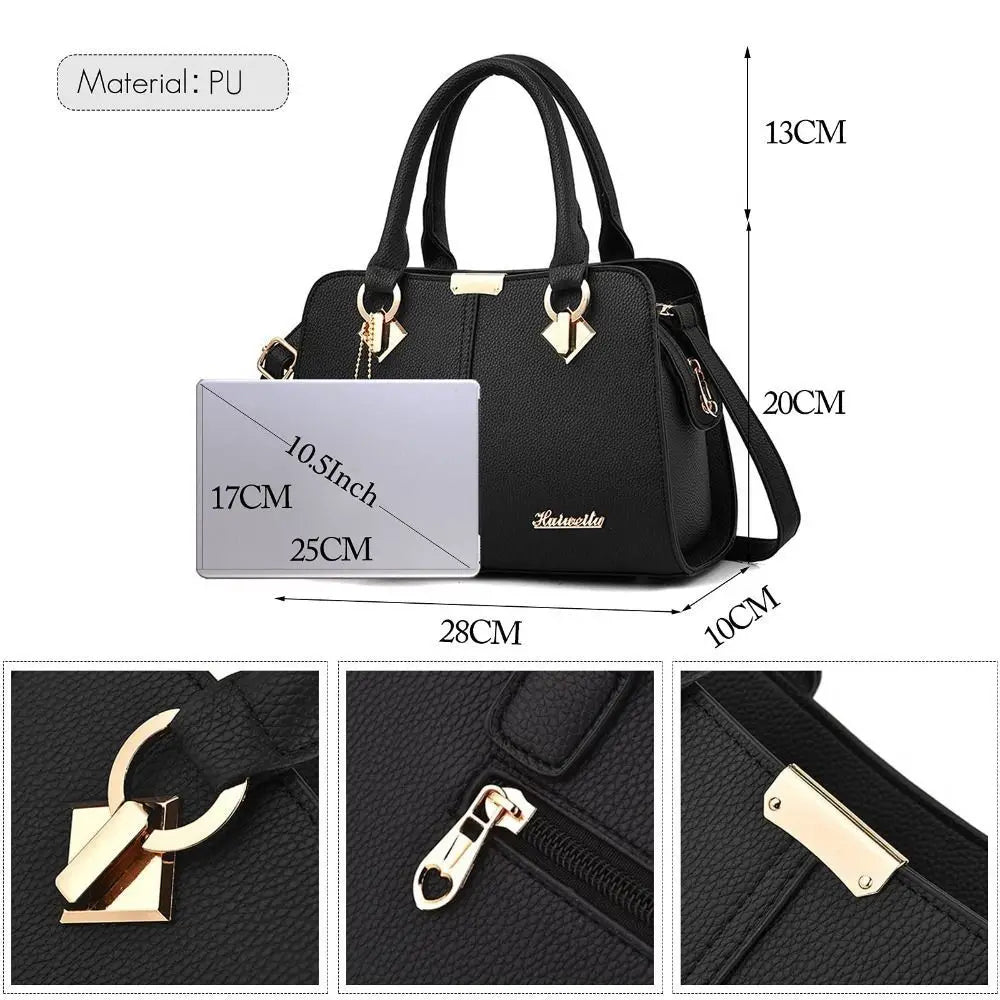 Fashion PU Leather Ladies Hand Bags Large Capacity Casual Versatile Hand-Held Shoulder Bag Messenger Bags Women