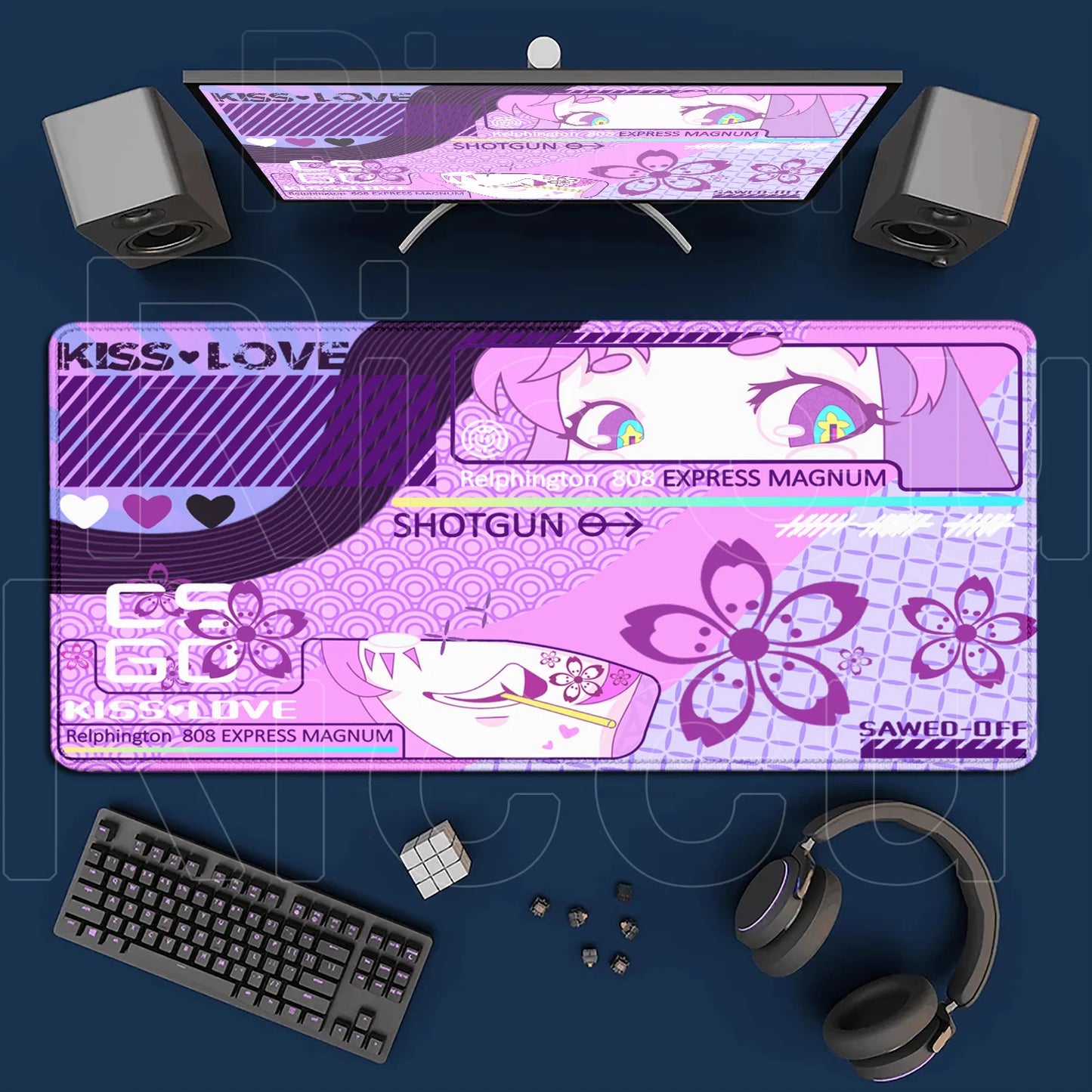 Cartoon Mouse Pad Pink CSGO Print Stream Gamer Mousepad 400x900mm Antislip Keyboard Mouse Mats Rubber Deskmat Gaming Accessories