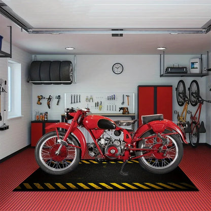VIKAMA Black Sports Vitality Style Long Carpet Cool Motorcycle Mat for Car And Bicycle Parking