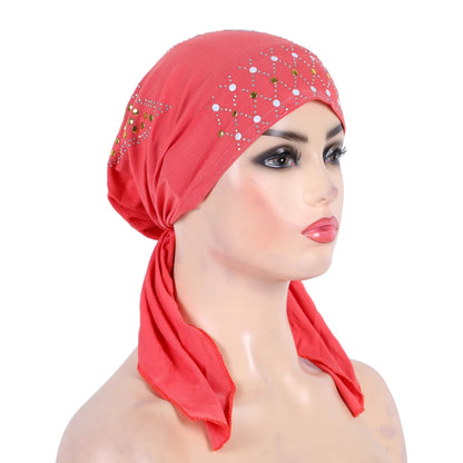 H089 Fashion turban hijab with gold sequins muslim hijab scarf islamic headscarf hat amira pull on headwrap