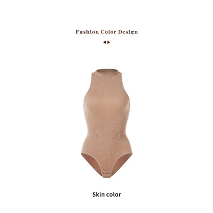 Women's SleevelessOuterwear withA Bottom Layer and Buckle for BodyShaping and Abdominal Compression One-piece T-shaped Shapewear