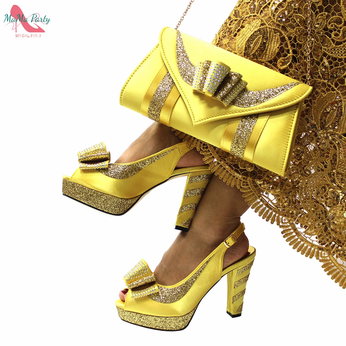 2021 Specials Design Black Color Nigerian Women Shoes and Bag Set High Quality Slingback Sandals with Appliques for Wedding