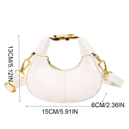 Simple Y2K Pu Leather Handbag Solid Color Minimalist Style Crossbody Bag Coin Purses Half-moon Crescent Bag Ladies