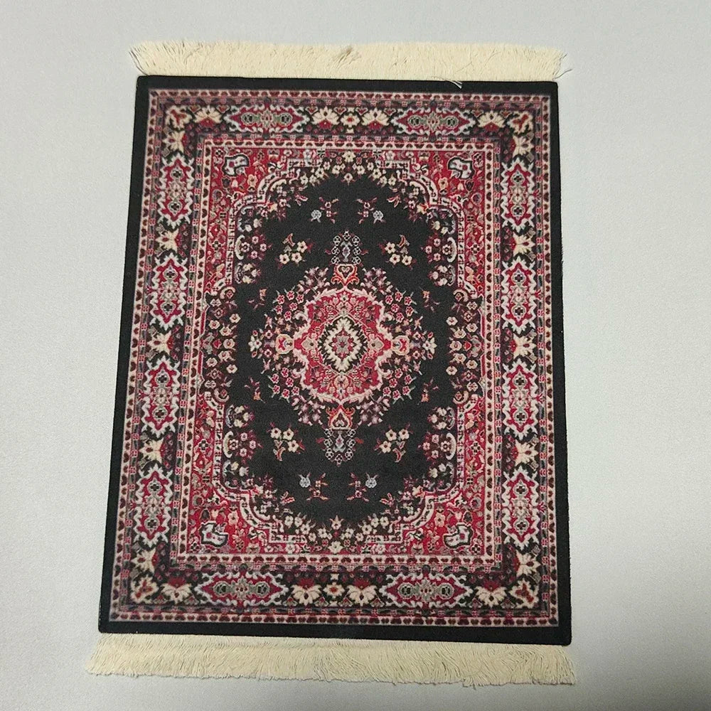 Woven flower Persian carpet small coaster wholesale merchants cheap mouse pad desk mat retro style rubber non-slip computer mats
