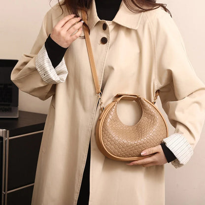 Fashion Black Half Moon Bag Luxury Pu Leather Ladies Purses and Handbags Crossbody Women Shoulder Bags