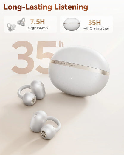 QCY CT06 Clip On Earbuds Crossky C50 Open Ear Wireless Bluetooth 6.0 Headphones with 4 Mic 35H Earbuds Comfortable for Running