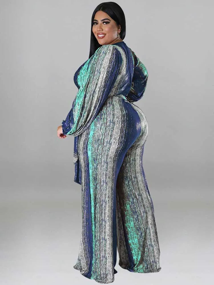 One Piece Outfit Women Jumpsuit 4xl Elegant Woman Jumpsuits V Neck Sexy Trousers Female Clothes Full-length Jumpsuit Plus Size