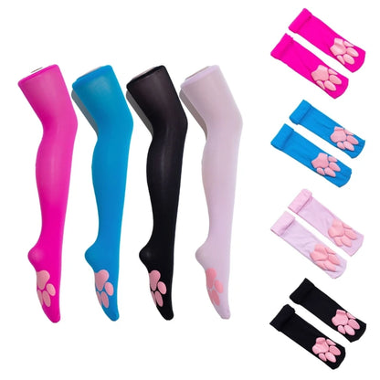 Cat Paw Thigh High Stocking Cosplay Paw Pad Socks Kitten Paw Over Knee Stockings