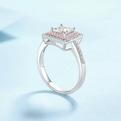 1ct Women's Square Sugar Sweet Moissanite Ring PT950 Platinum High Grade Craft Ideal for Wear And Collection