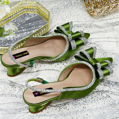 New Arrival Elegant African Party High-heeled Shoes Chain Decoration Trendy Women's Sandals Nigerian Women Wedding Pumps