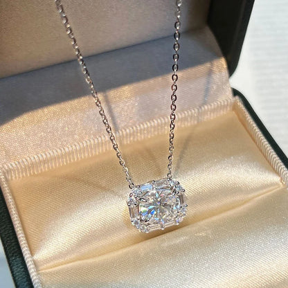 QIBAOKU 7*9mm Oval Moissanite Necklace 100% S925 Silver Colorful Diamond Pendant for Women Engagement Gifts Jewelry 2026