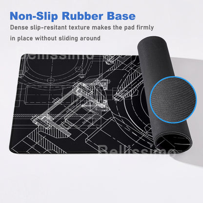 Mouse Pad Gaming Accessory Mechanical Drawing Large HD Mousepad XXL MousePad Natural Rubber Carpet Non-Slip Table Mat Office Rug