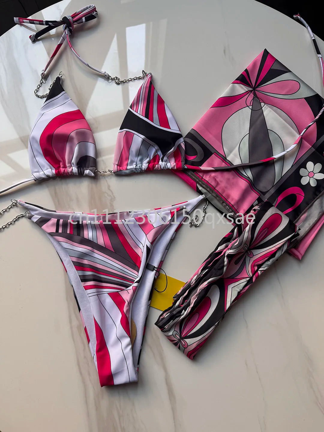Classic Design Women's Headband Swimsuits with Letter Signature Logo Designer Brand Lady Sexy Scarf Swimsuits Beachwear
