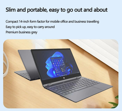 FW-Y1 14 Inch YOGA Laptop Touch Screen Notebook Intel N95 12GB LPDDR5 360° Flip Tablet 2-in-1 Pc Fingerprint Ulock Windows 11