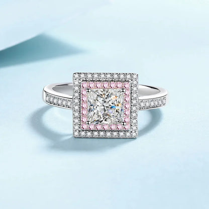 1ct Women's Square Sugar Sweet Moissanite Ring PT950 Platinum High Grade Craft Ideal for Wear And Collection