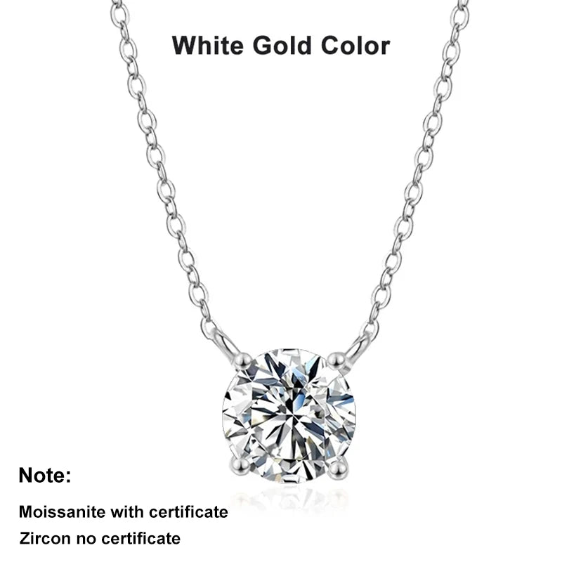 NeeTim 1ct 2ct 3ct 5ct D VVS1 Moissanite Necklace for Women Sterling Silver 925 with Yellow Rose Gold Plated Lab Diamond Pendant